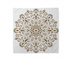 Mandala Bandana Kahverengi Çiçek Deseni