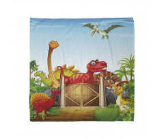 Cartoon Dinosaurs in Park Bandana