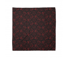 Geleneksel Bandana Bordo Siyah Damask