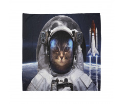 Uzay Bandana Astronot Kedi ve Roket