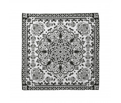 Boho Bandana Siyah Beyaz Çiçekli