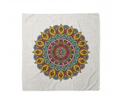 Mandala Bandana Sarı Mavi Yaprak Deseni