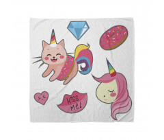 Tatlı Bandana Pembe Unicorn ve Kedi