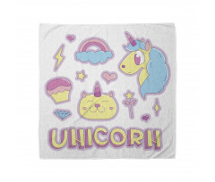 Rengarenk Bandana Pembe Mavi Unicornlar