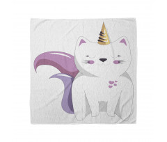 Sevimli Bandana Beyaz Kedi Unicorn