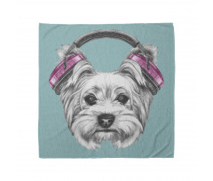 Hipster Bandana Müzik Dinleyen Köpek