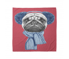 Pug Köpek Bandana Kulaklıklı ve Atkılı Hayvan Pembe Fonlu