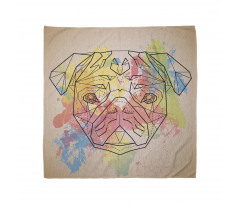 Hayvan Bandana Geometrik Pug Köpek Portresi Pembe Mavi Fon