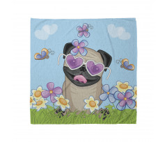 Puppy on the Field Flowers Bandana