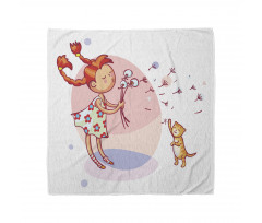 Cartoon Girl and Cat Bandana