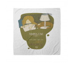 Girl and Cat Sleep on Book Bandana