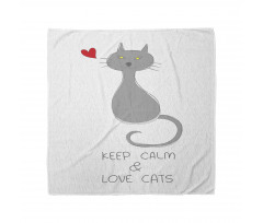 Grey Cat Red Heart Bandana