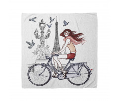 Woman on Bike Eiffel Bandana