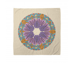 Soyut Bandana Tek Renk Fonda Pastel Tonlarda Mandala Çizimi