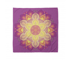 Mandala Bandana Çiçek Benzeri Süslenmiş Pembe Mor Tonları