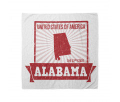 Alabama Bandana Tek Renk Zeminde Amerikan Eyaleti Çizimi