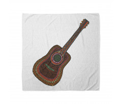 Müzik Bandana Pastel Tonlarda Motiflerle Döşenmiş Gitar