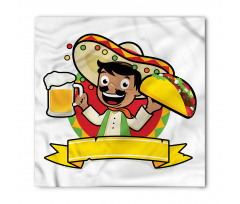 Lezzet Bandana Bira İçip Taco Yiyen Meksikalı Adam Desenli