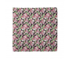 Floral Bandana El Çizimi Pembe Çiçeklerin Coşkusu Desenli