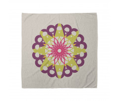 Geometrik Bandana Mor ve Sarı Mandala Çiçeği Desenli Sade