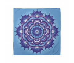 Meditasyon Bandana Mavi Fon Üzerinde Mor Mandala Desenli