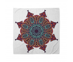 Vintage Bandana Beyaz Fon Üzerindeki Süslemeli Mandala