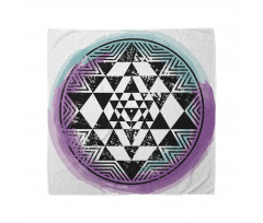 Meditasyon Bandana Geometrik Suluboya Mandala Desenli Beyaz