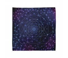 Geometrik Bandana Mistik Evren ve Mandala Desenli Mavi