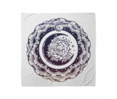 Meditasyon Bandana Aylı ve Yıldızlı Mandala Desenli Güllü