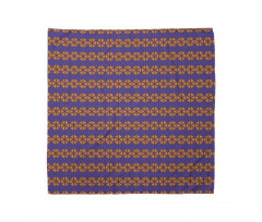 Geometrik Bandana Üçgenlerden Altıgenler Desenli Mor Sarı