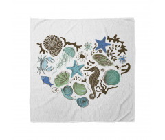 Heart with Aquatic Animals Bandana