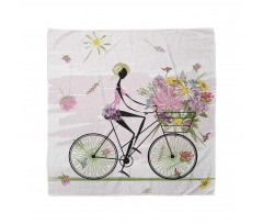 Girl Riding Bike Flowers Bandana