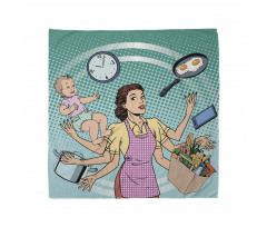 Pop Art Busy Woman Housework Bandana