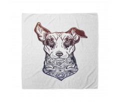 Vintage Bandana Etnik Desenler ile Detaylı Köpek Portresi