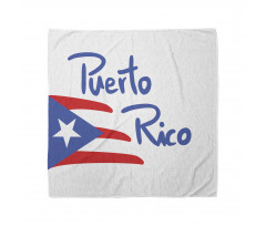 Ülkeler Bandana Beyaz Fon Üzerinde Puerto Rico Bayrağı