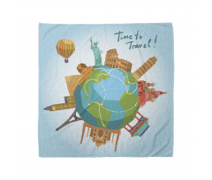 World Landmarks Around Globe Bandana