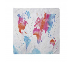 Watercolored World Map Bandana