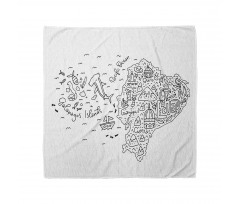 Infographic Doodle Line Map Bandana