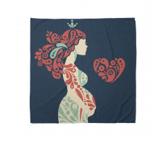 Pregnant Woman and Heart Bandana