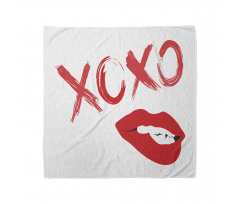 Lipsticked Woman Biting Lips Bandana