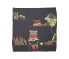 Funny Bookshelf Cat Reading Bandana