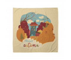 Fall Leaves Trees and House Bandana