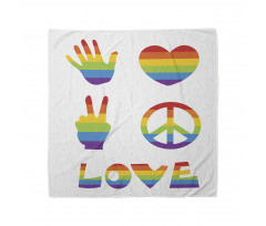 Rainbow Colors Peace and Love Bandana