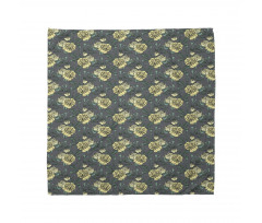 Yellow Tone Roses on Grey Bandana