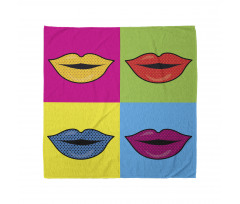 Colored Lips in Squares Bandana