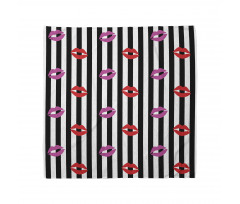 Lipstick Prints on Stripes Bandana