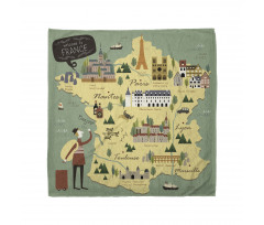 Travel Landmarks Map Doodle Bandana