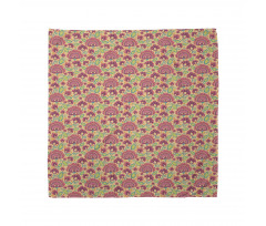 Curlicue Floral Motif Dots Bandana