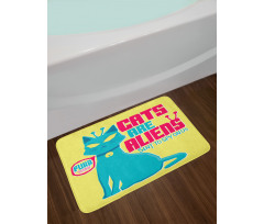 Cats are Aliens Cartoon Bath Mat