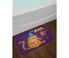 Cat Wizard Funny Cartoon Bath Mat